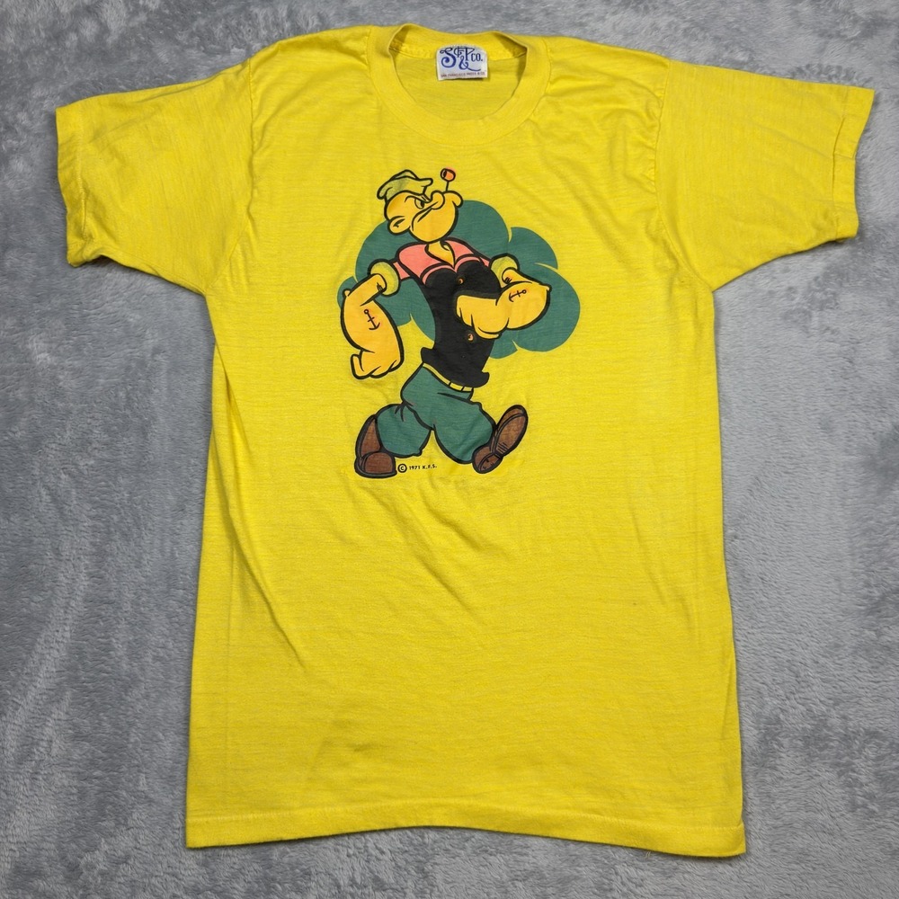 Vintage Popeye‎ Shirt Mens Large Cartoon Comic Graphic Tee San Francisco 70s